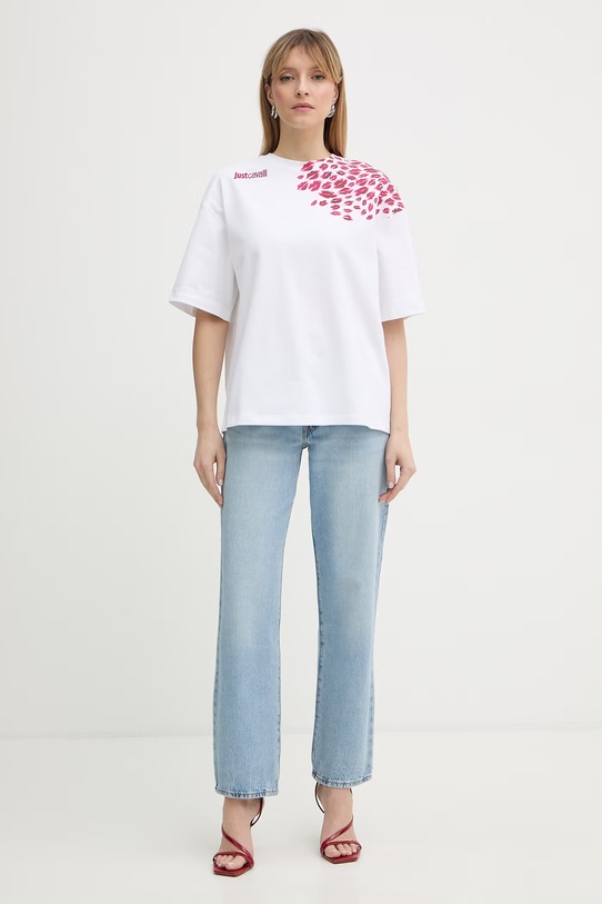 Just Cavalli t-shirt 80PAHE10.CJ118 biały SS26