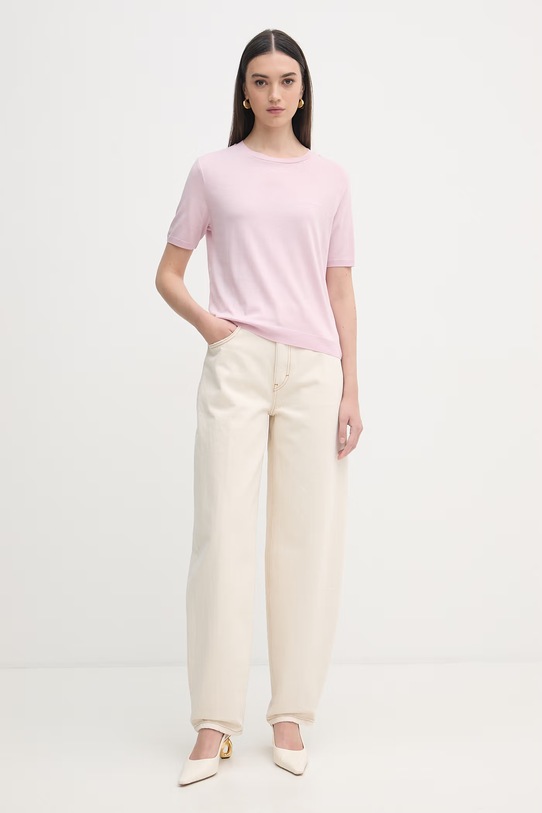 Patrizia Pepe t-shirt damski z lyocellem 2M4542.J419 różowy SS26