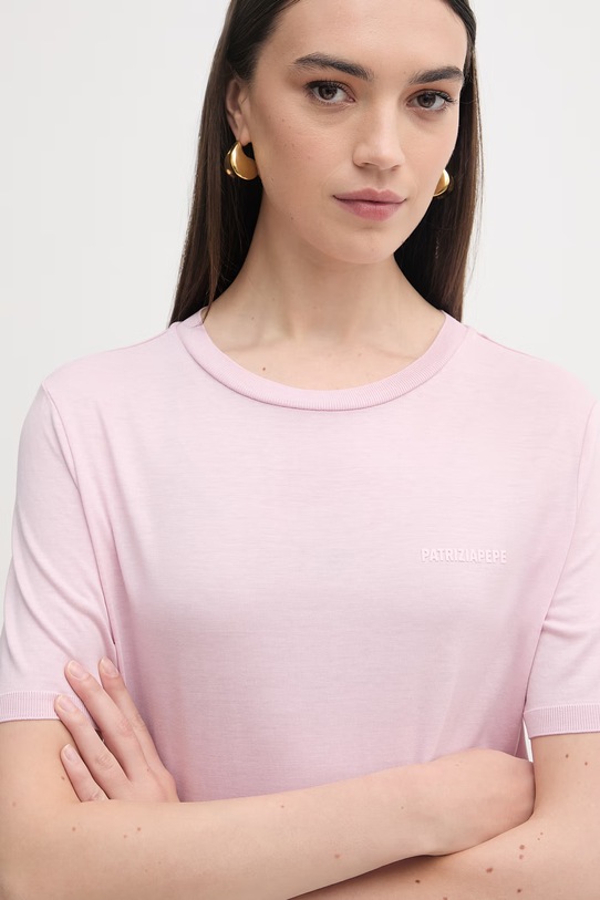 Patrizia Pepe t-shirt damski z lyocellem różowy 2M4542.J419