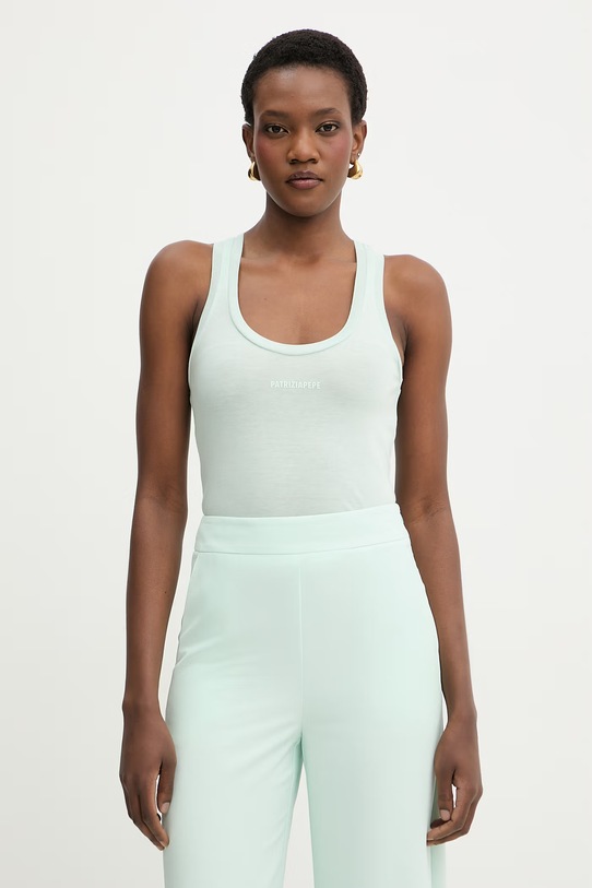 Patrizia Pepe top damski z lyocellem turkusowy 2M4543.J419