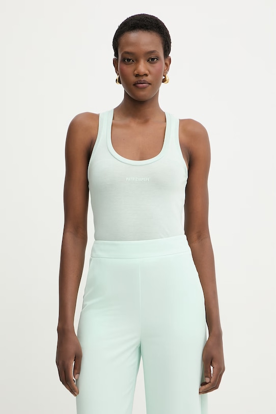 Patrizia Pepe top damski z lyocellem turkusowy 2M4543.J419