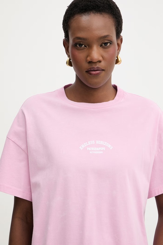 Patrizia Pepe t-shirt damski bawełniany różowy 2M4552.J428