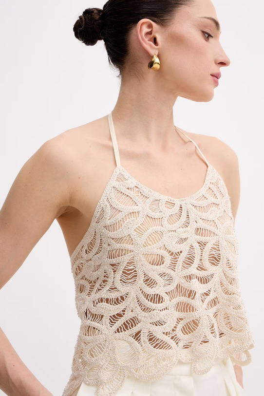 Patrizia Pepe top damski bawełniany beżowy 2M4563.A774