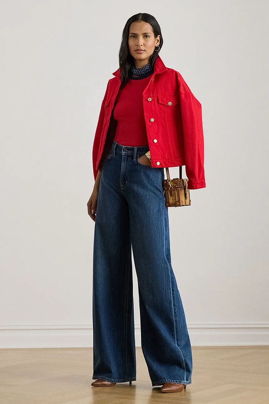 Odzież Lauren Ralph Lauren t-shirt basic damski z bawełną 200P09077 czerwony