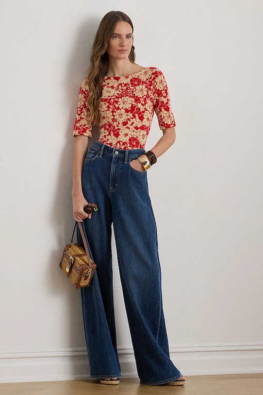 Odzież Lauren Ralph Lauren t-shirt basic damskie z bawełną 200P09078 czerwony