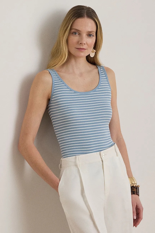 Lauren Ralph Lauren top damski bawełniany niebieski 200P09099