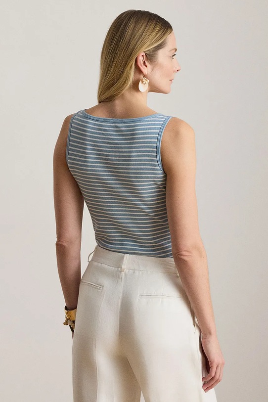 Lauren Ralph Lauren top damski bawełniany 200P09099 niebieski SS26