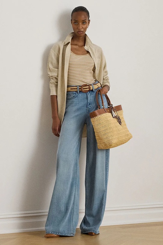 Odzież Lauren Ralph Lauren top damski bawełniany 200P09099 beżowy