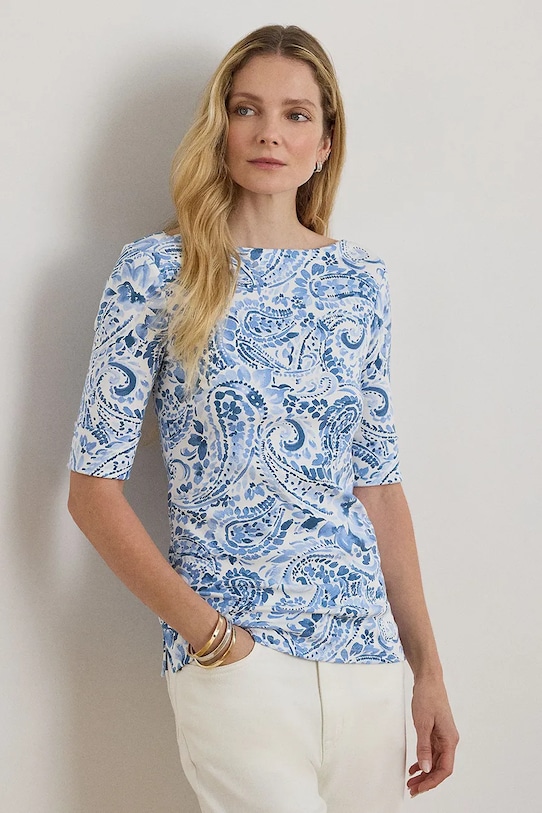 Lauren Ralph Lauren longsleeve damski bawełniany niebieski 200P09110