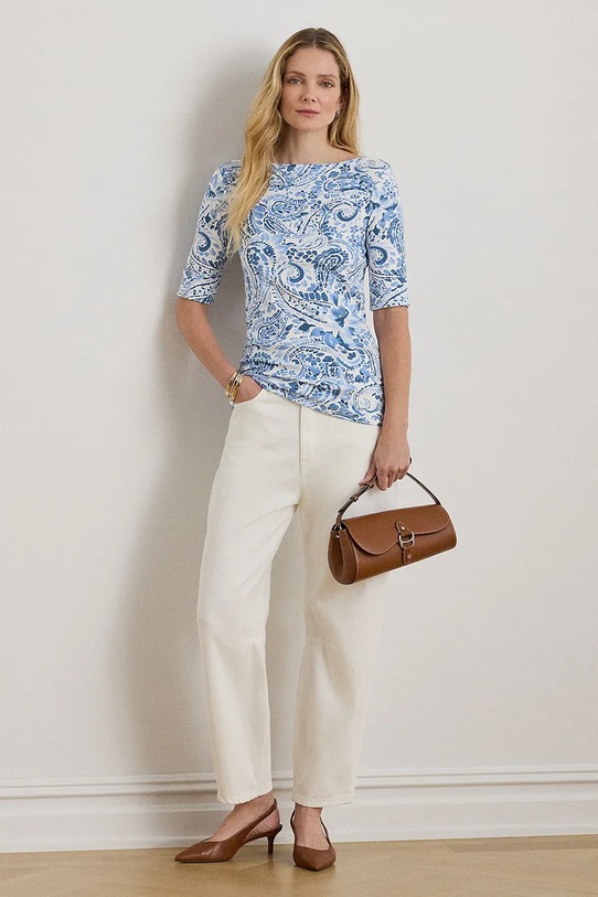 Odzież Lauren Ralph Lauren longsleeve damski bawełniany 200P09110 niebieski