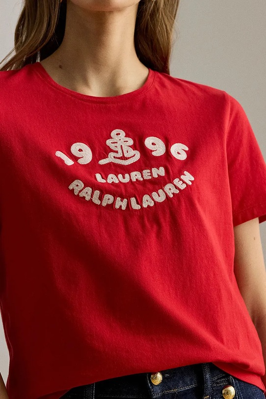 Lauren Ralph Lauren T-shirt damski bawełniany czerwony 200B21053