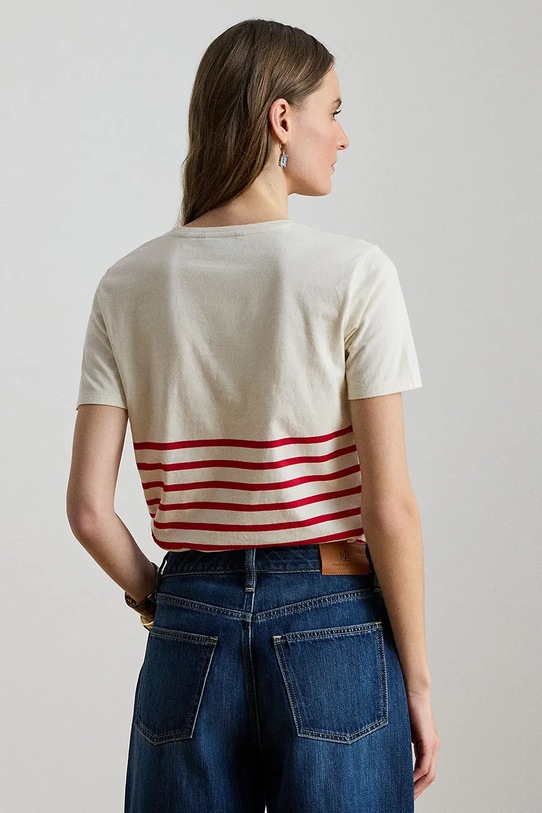 Lauren Ralph Lauren t-shirt damski bawełniany 200B21056 beżowy SS26