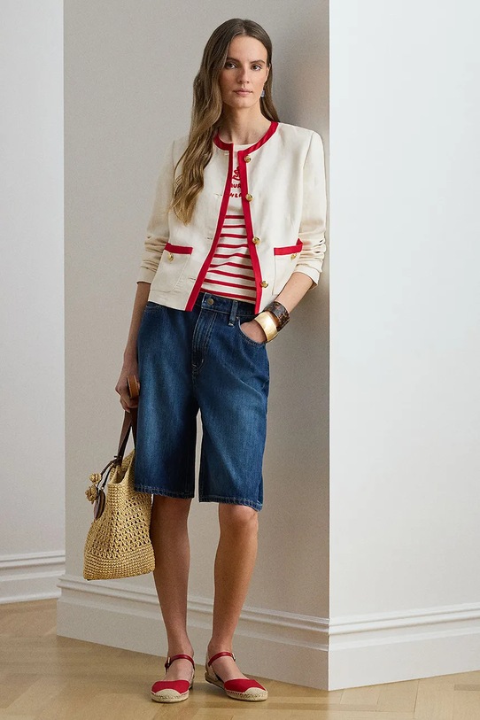 Odzież Lauren Ralph Lauren t-shirt damski bawełniany 200B21056 beżowy