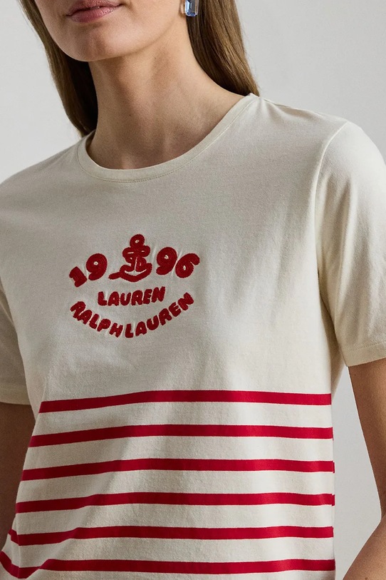 Lauren Ralph Lauren t-shirt damski bawełniany beżowy 200B21056