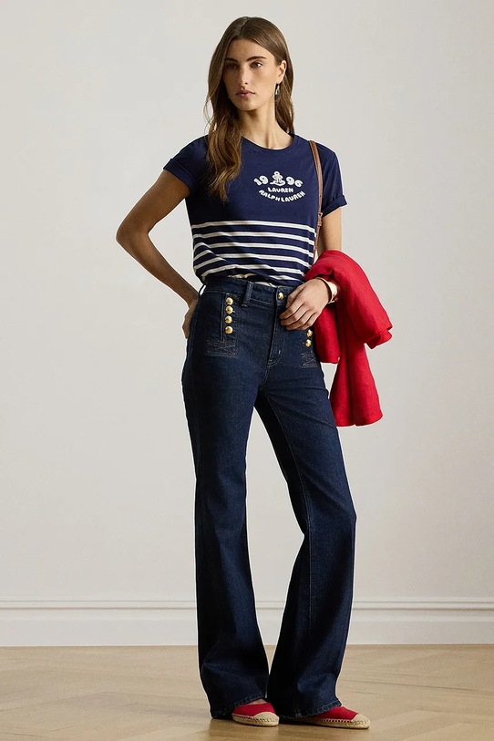 Odzież Lauren Ralph Lauren t-shirt damski bawełniany 200B21056 granatowy