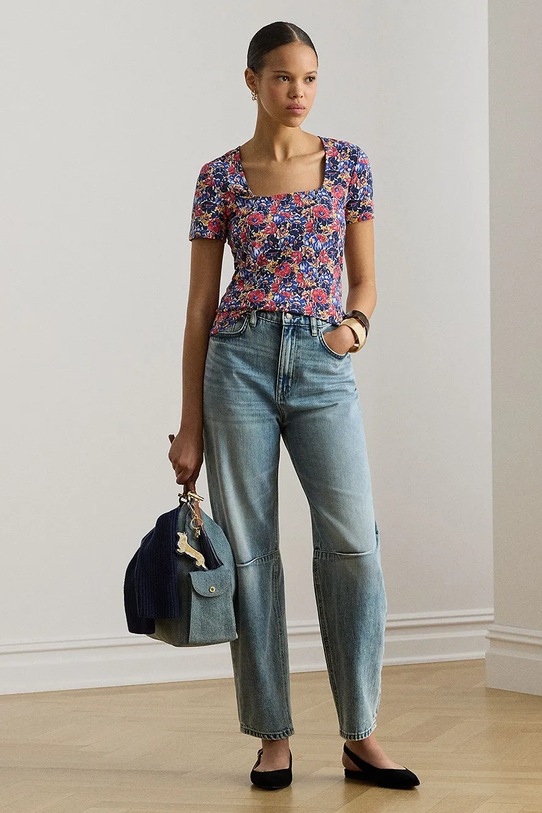 Odzież Lauren Ralph Lauren t-shirt damski z bawełną 200P13602 multicolor