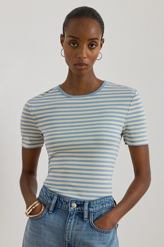 Lauren Ralph Lauren T-shirt damski bawełniany niebieski 200P09108