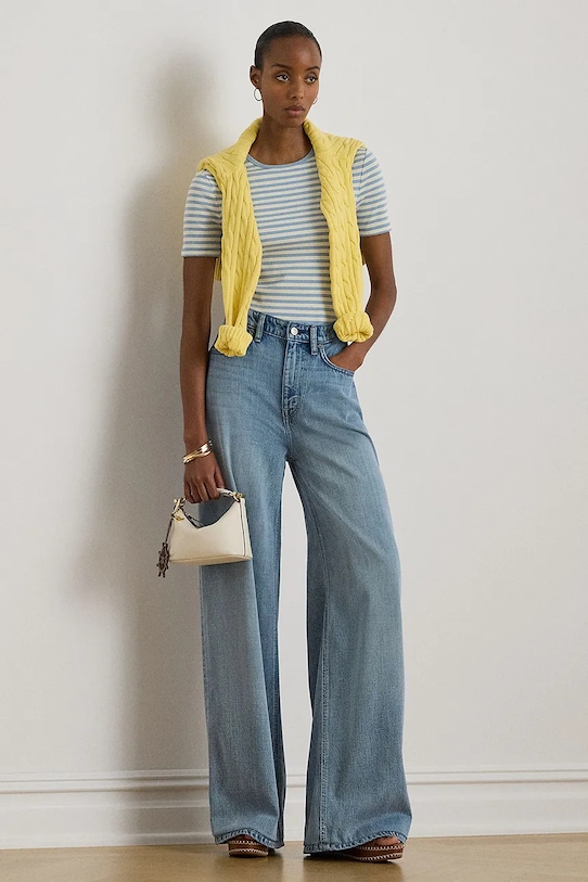 Oblečení Lauren Ralph Lauren tričko dámské bavlněné 200P09108 modrá