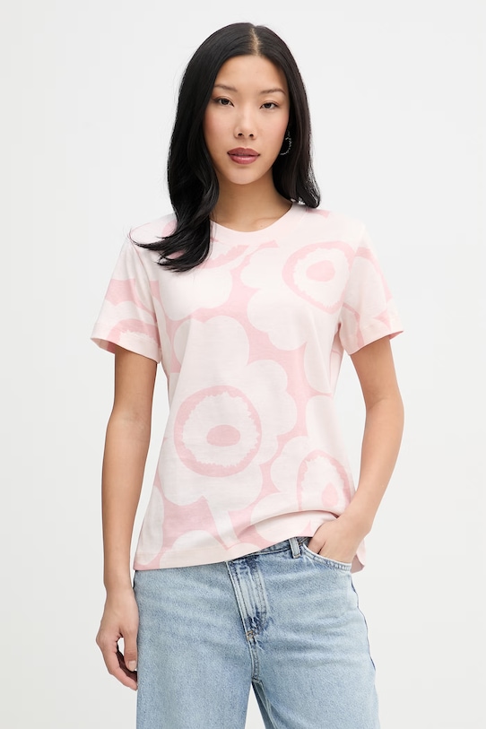 Marimekko tricou pentru femei, din bumbac roz 095051