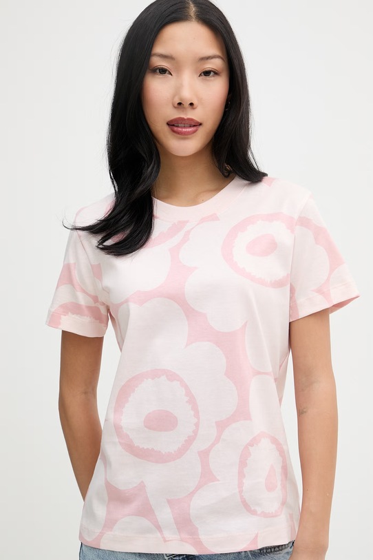 Marimekko tricou pentru femei, din bumbac roz 095051