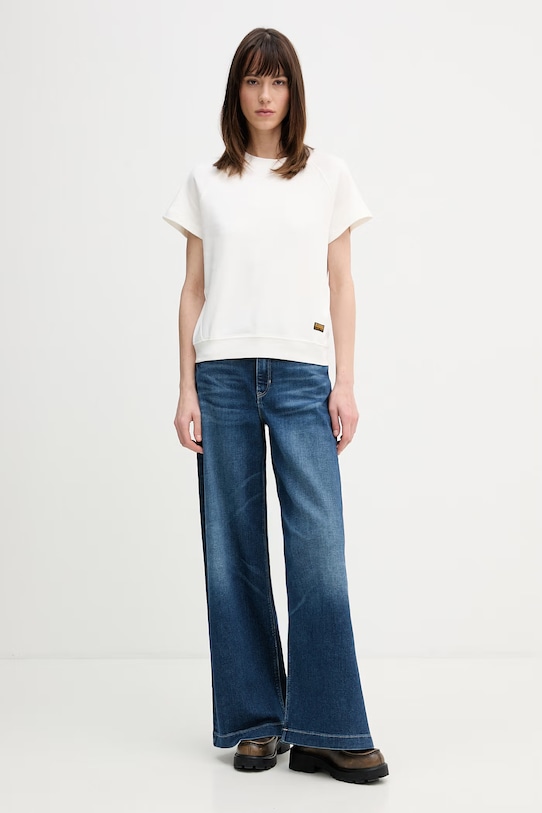 Памучна тениска G-Star Raglan D24512.D976 бежов SS26