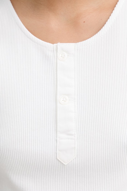 G-Star top damski bawełniany z elastanem Slim henley tank D28740.E487 beżowy