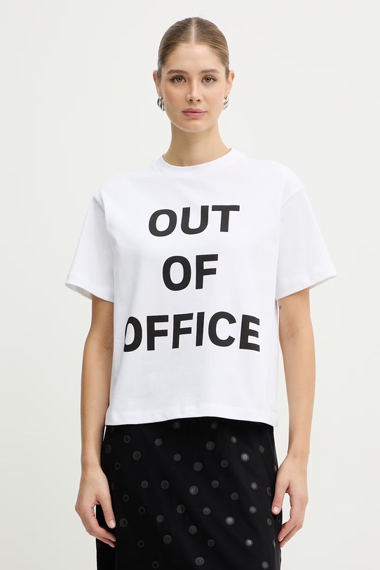 MAX&Co. t-shirt bawełniany MCLFERIALE nadruk biały 2618971011200