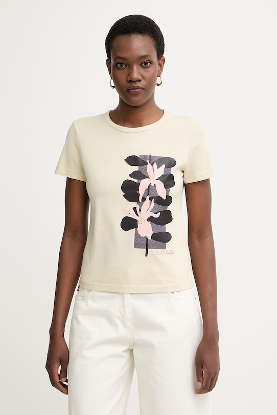 Max&Co. T-shirt damski bawełniany MCOCASTA beżowy 2616971044200