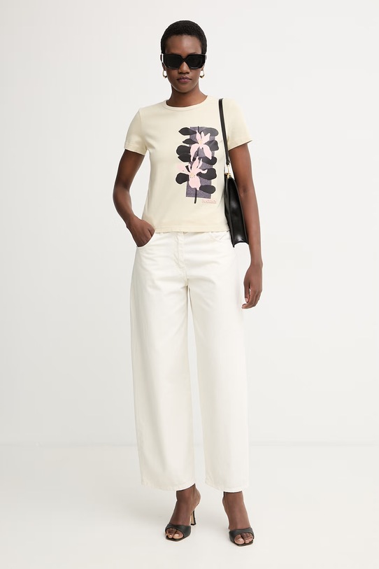 Max&Co. T-shirt damski bawełniany MCOCASTA 2616971044200 beżowy SS26