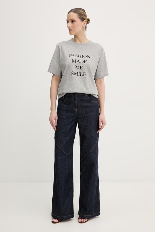 Victoria Beckham Tričko ženské bavlněné 1226JTS007458A šedá SS26