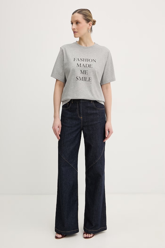 Victoria Beckham Tričko ženské bavlněné 1226JTS007458A šedá SS26