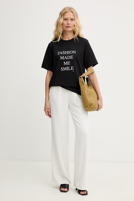 Victoria Beckham t-shirt damski bawełniany 1226JTS007458A czarny SS26