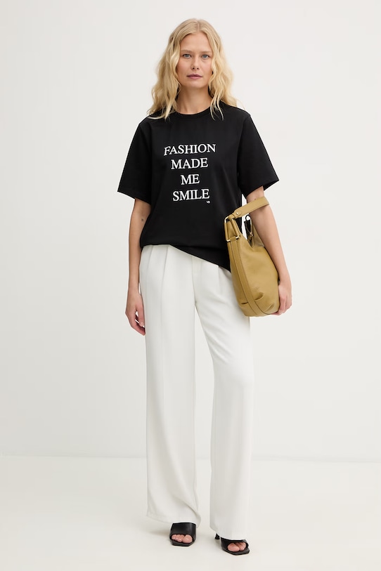 Victoria Beckham t-shirt damski bawełniany 1226JTS007458A czarny SS26