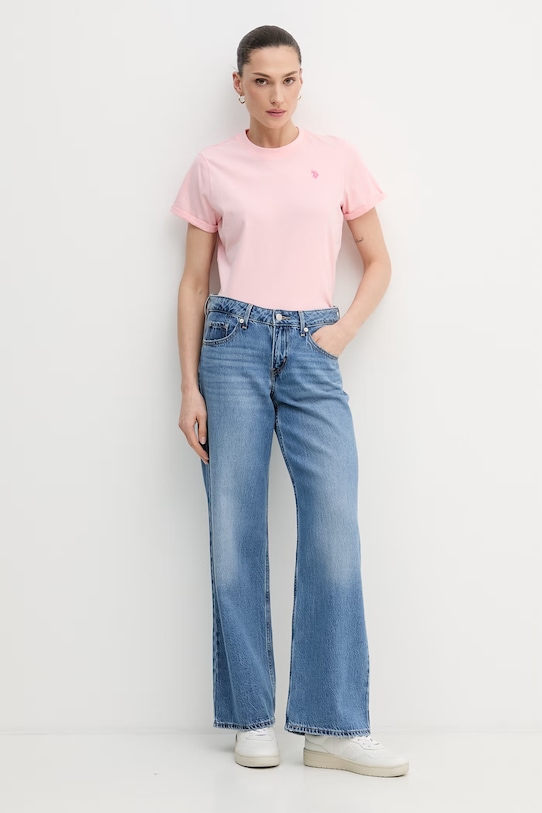 Βαμβακερό μπλουζάκι U.S. Polo Assn. CREW NECK WUP0634 ροζ SS26