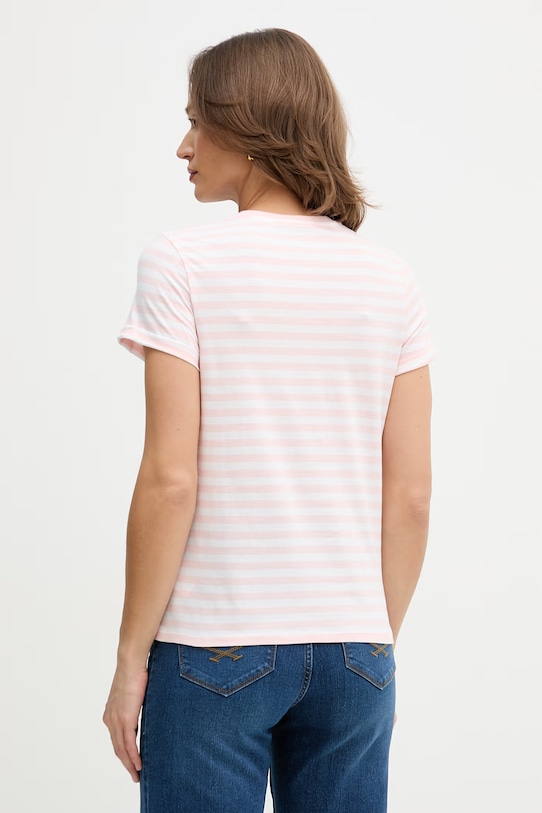 Odzież U.S. Polo Assn. t-shirt bawełniany STRIPE CREW NECK WUP1308 różowy