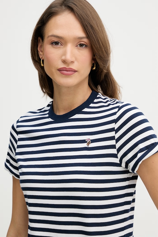 U.S. Polo Assn. t-shirt bawełniany STRIPE CREW NECK granatowy WUP1308