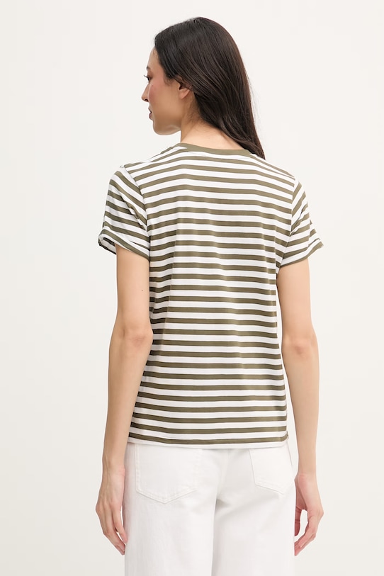 Odzież U.S. Polo Assn. T-shirt damski bawełniany STRIPE CREW NECK WUP1308 zielony