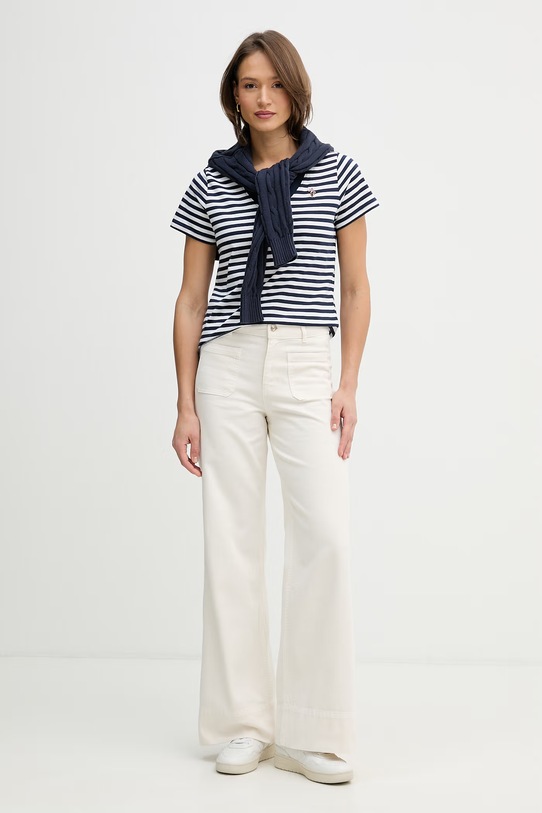 U.S. Polo Assn. t-shirt bawełniany STRIPE V-NECK WUP1309 granatowy SS26