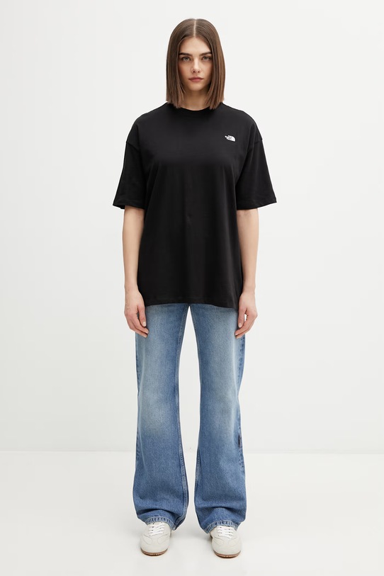 The North Face Essential Simple Dome t-shirt oversize bawełniany damski NF0A8EVXJK31 czarny