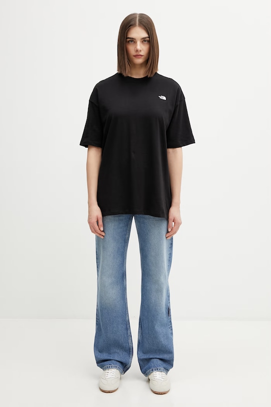 The North Face Essential Simple Dome t-shirt oversize bawełniany damski NF0A8EVXJK31 czarny