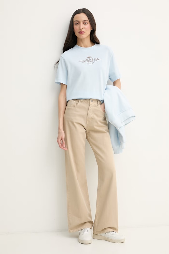 Tommy Hilfiger tričko dámske bavlnené WW0WW48713 modrá SS26