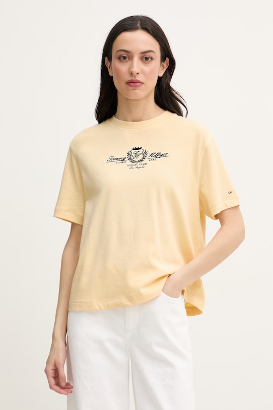 Tommy Hilfiger tričko dámské bavlněné žlutá WW0WW48713