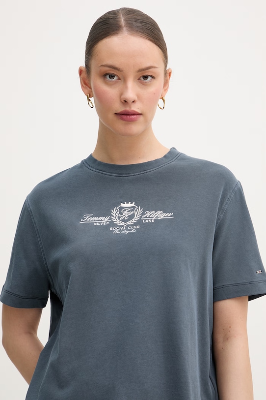 Tommy Hilfiger T-shirt γυναικείο βαμβακερό σκούρο μπλε WW0WW48713
