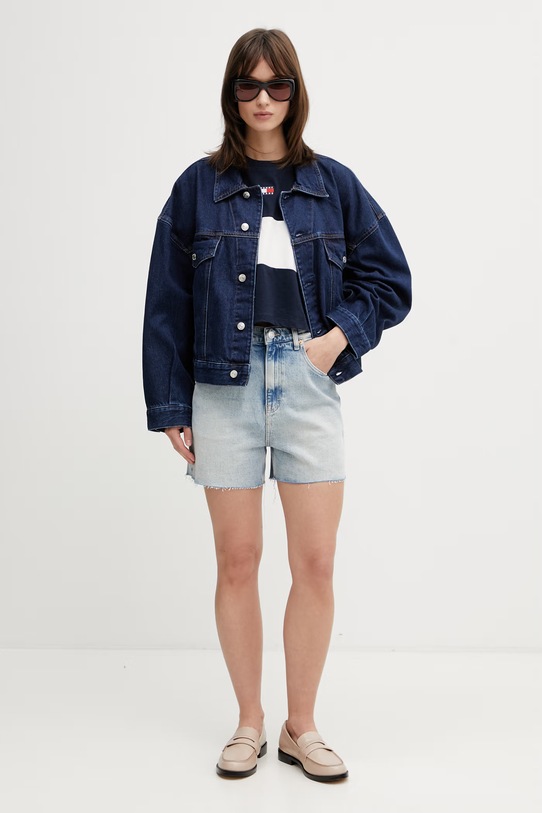 Tommy Jeans tricou pentru femei, din bumbac DW0DW18706 bleumarin SS26