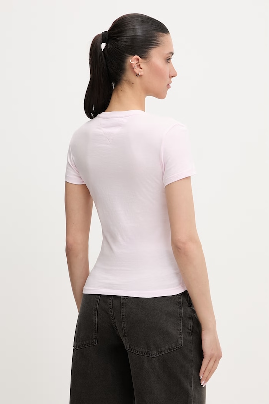 Tommy Jeans t-shirt basic damski bawełniany DW0DW22273 różowy SS26