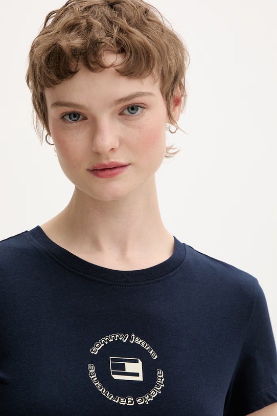 Tommy Jeans t-shirt basic damski bawełniany granatowy DW0DW22273