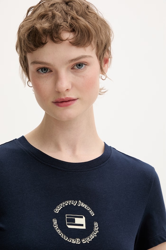 Tommy Jeans t-shirt basic damski bawełniany granatowy DW0DW22273