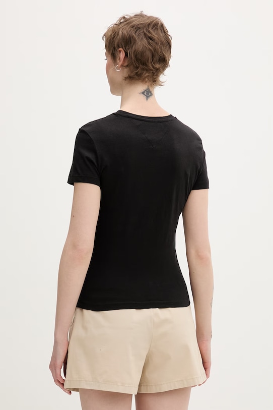 Odzież Tommy Jeans t-shirt basic damski bawełniany DW0DW22273 czarny