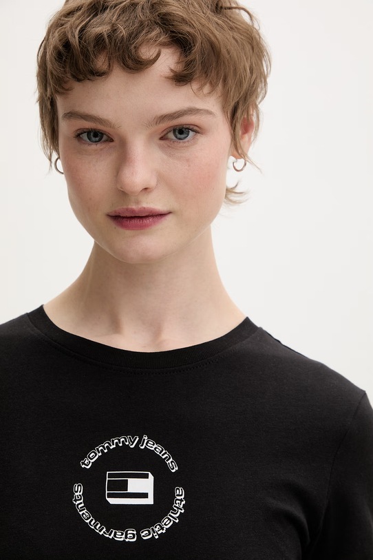 Tommy Jeans t-shirt basic damski bawełniany czarny DW0DW22273