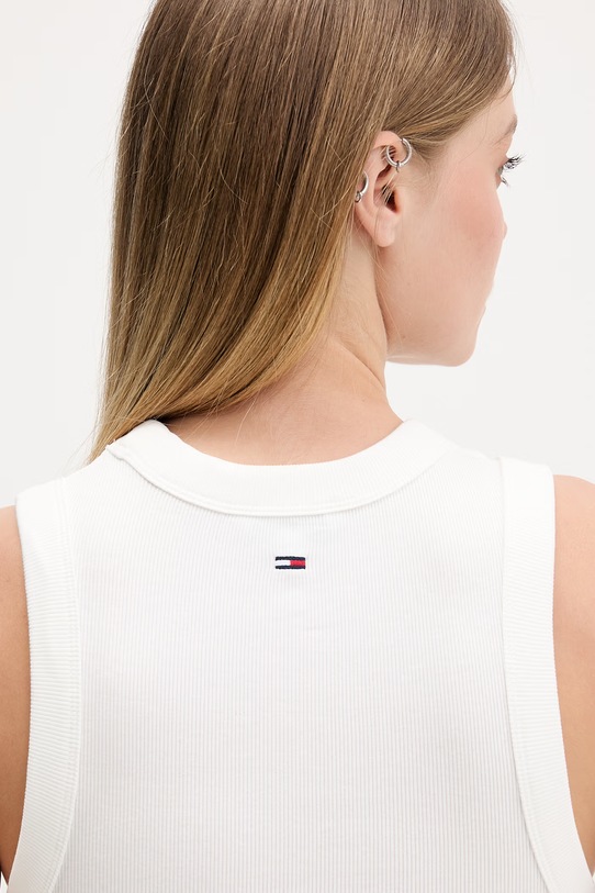 Odzież Tommy Jeans top damski bawełniany z elastanem DW0DW22280 biały